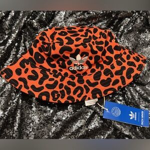 Adidas Orange Leopard Print Bucket Hat